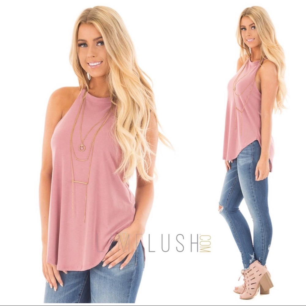 Cherish Super Soft Mauve Halter Tank Top L